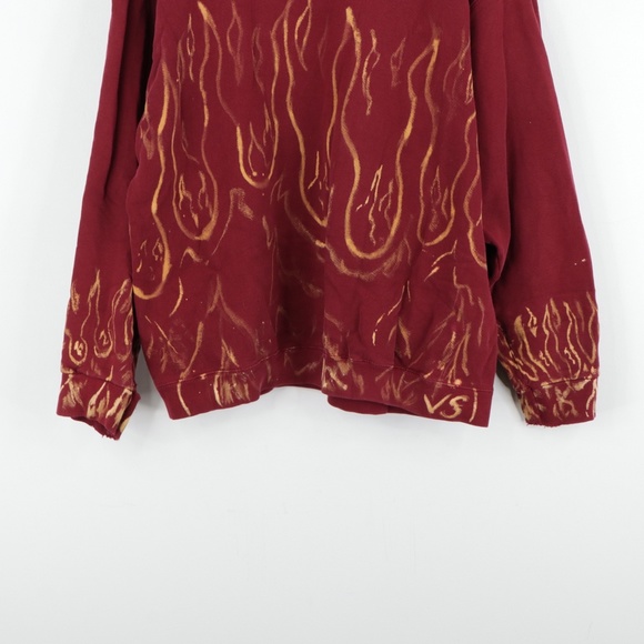 Vintage 90s Nike Mini Swoosh Flames Sweatshirt Red - Picture 3 of 12